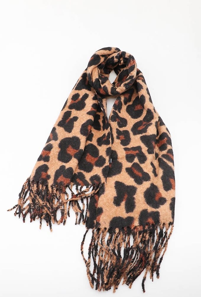 Without Lemon - Scarf Fall/Winter - Panter Camel Sjaal - 90x180cm - Kerstcadeau - Cadeau tip