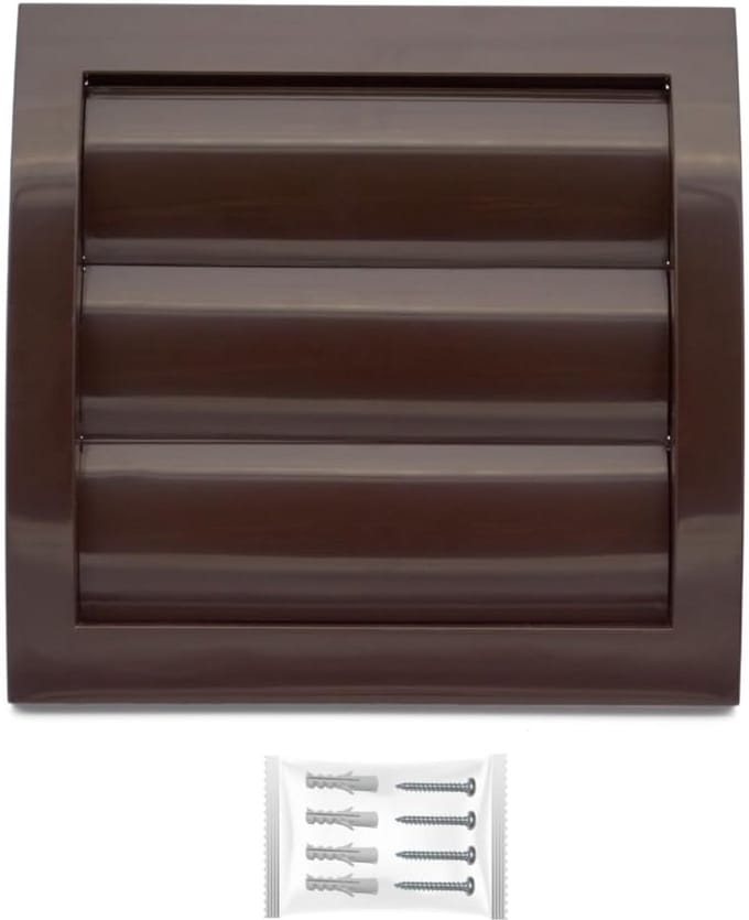 Ventilatierooster Rond 100 mm Bruin met Bewegende Lamellen en Insectenhor
