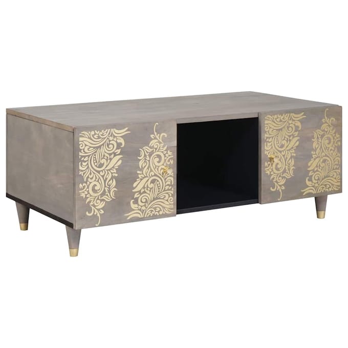 vidaXL - Salontafel - Grijs - 100 - x - 54 - x - 40 - cm - Massief - Mango - Hout