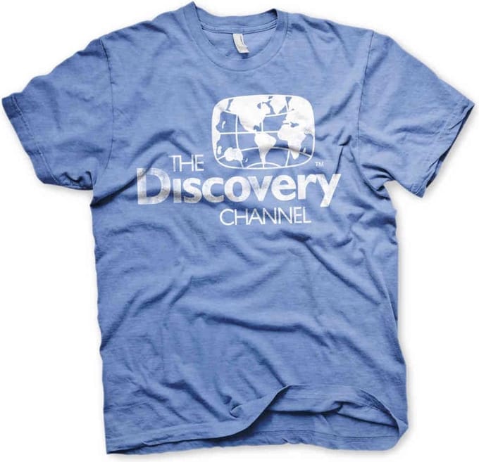 Discovery Channel Heren Tshirt -M- Distressed Logo Blauw