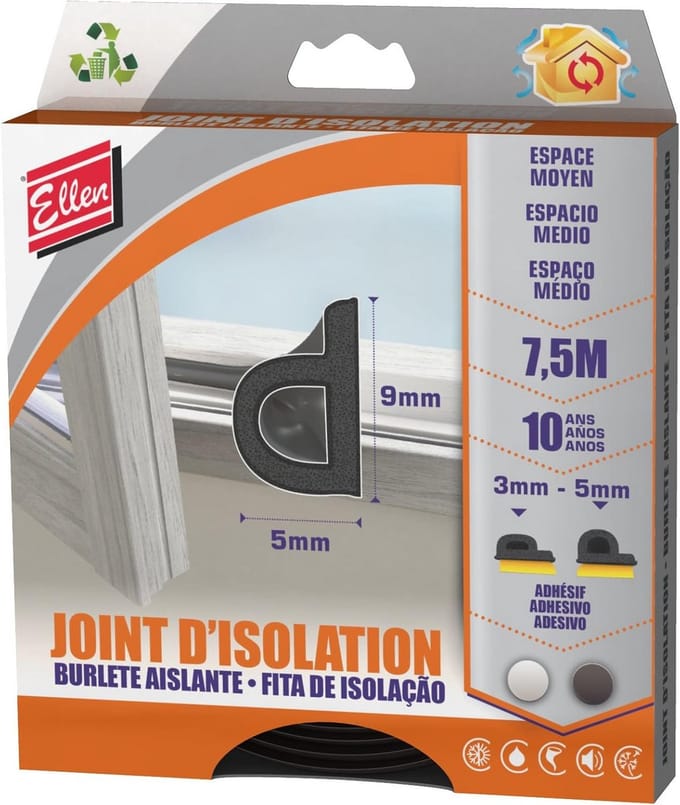 Tochtstrip Zwart voor Deur en Raam - Flexibele Celrubber Isolatieband 7.5 Meter