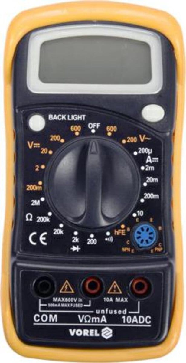 Vorel 81773 - Digitale Multimeter - Universele Universeelmeter - Spanningsmeter - AC/DC 600V - 10A - hFE Transistortest