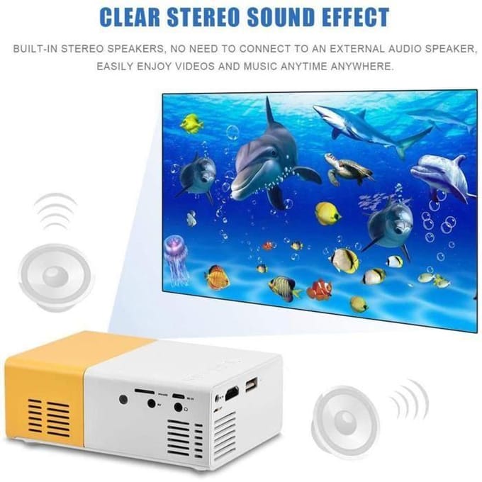 Projecteur LED portable YOSOO - Mini cinéma maison élégant HD - HDMI, AV, USB - Blanc/Jaune