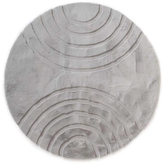 Fluffy vloerkleed rond - Carvy lichtgrijs 80