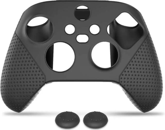 Siliconen bescherming hoesje Geschikt voor: Xbox One S / X - Game Controller case (zwart) + Thump grips
