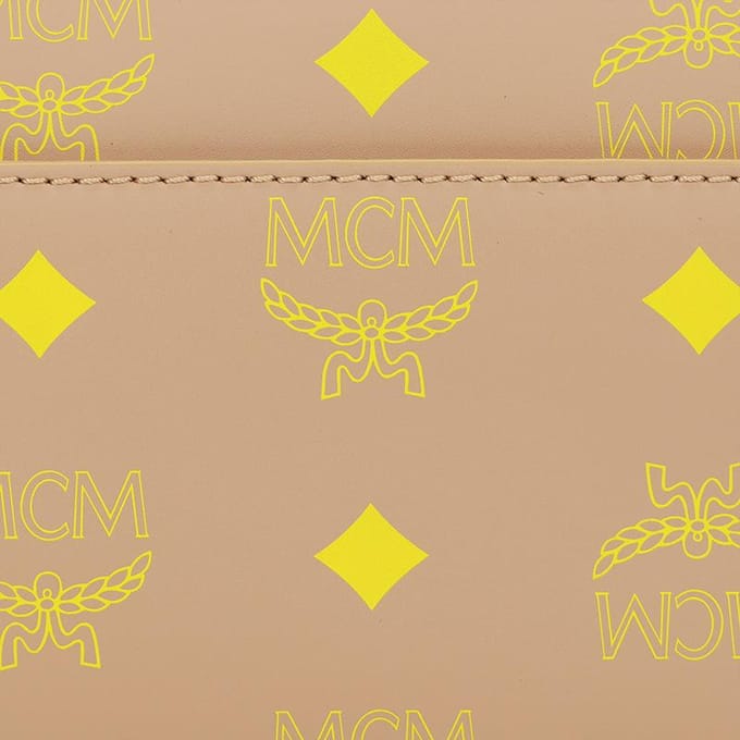 MCM Monogram Print Modeketting Leer Mini Schoudertas Dames Schoudertas Beige MYZCSSX01I6001 Basic Set (Bag+Dust Bag) beige