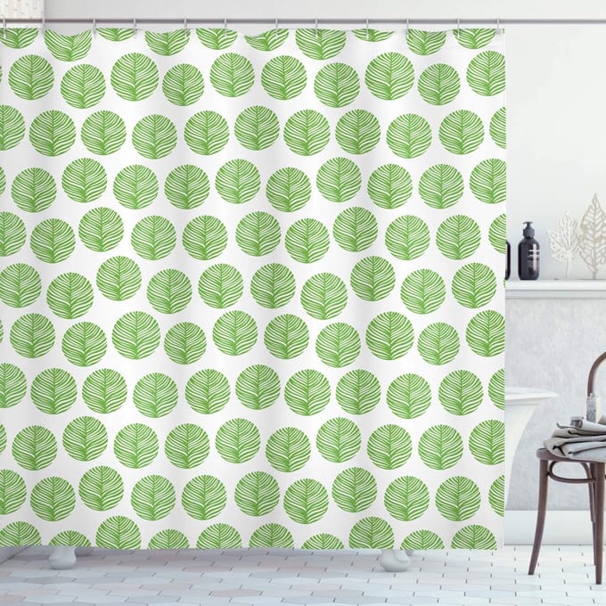 ABAKUHAUS Douchegordijn – Groen/Wit – 175×200 cm – Polyester