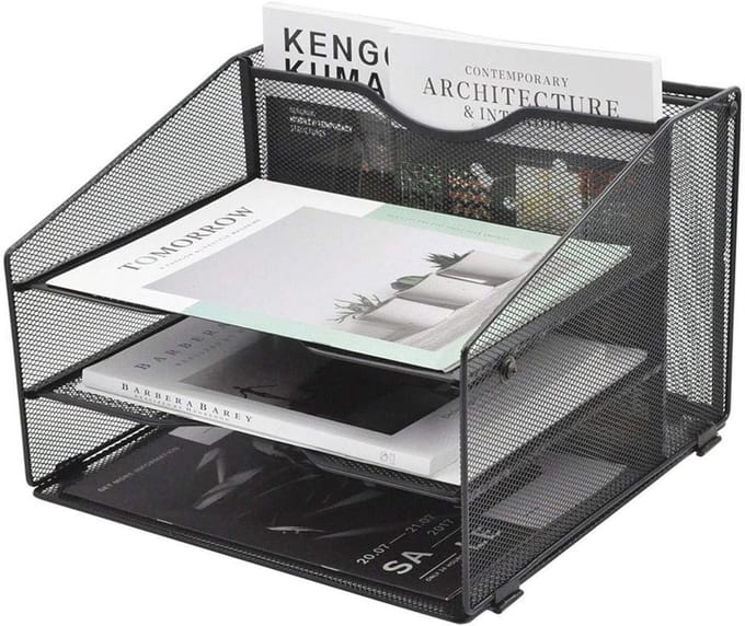 Bureau Organizer met 3 Papieren Laden en 1 Verticale Compartiment - Zwart