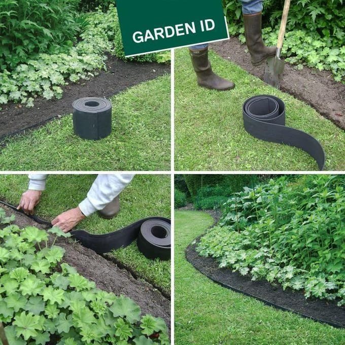 ECO rubber gazonafboording - 5 m × 20 cm