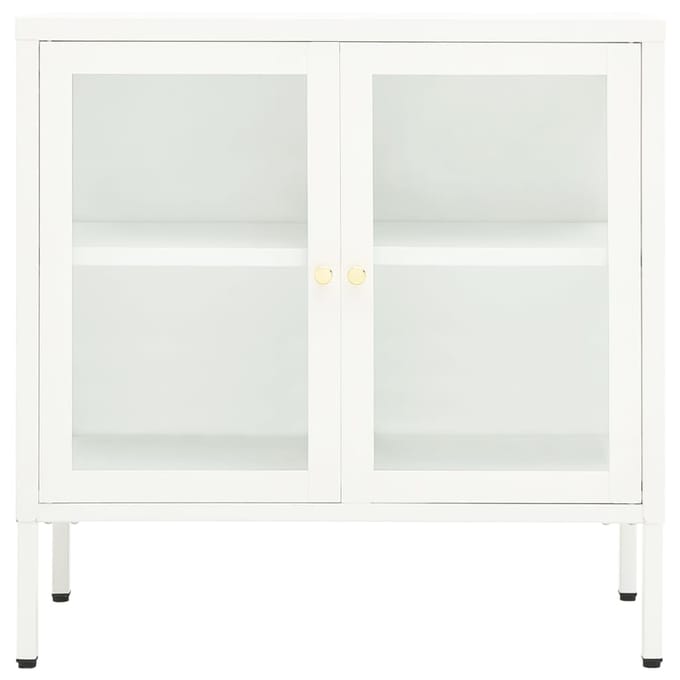 vidaXL - Dressoir - 70x35x70 - cm - staal - en - glas - wit