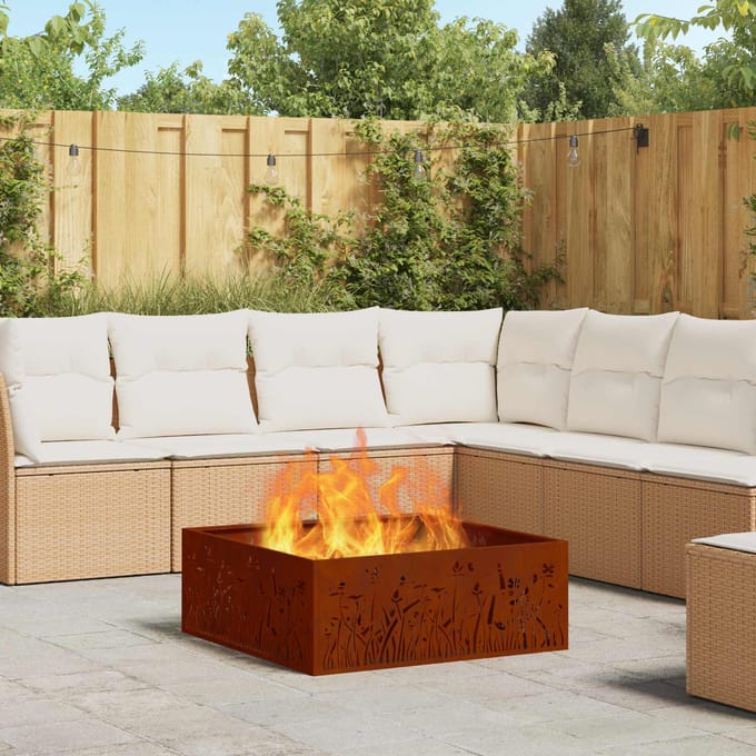 vidaXL - Vuurkom - Roestig - 80 - x - 80 - x - 30 - cm - weervast - staal