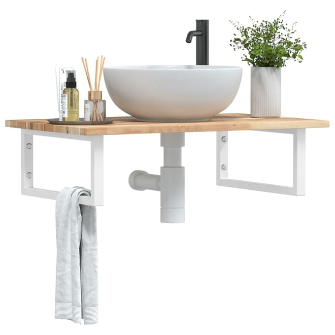 vidaXL - Badkamer - wandschap - staal - en - massief - acaciahout