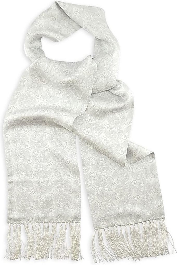 We Love Ties - Sjaals - Smokingsjaal Paisley Nuance wit - wit / grijs