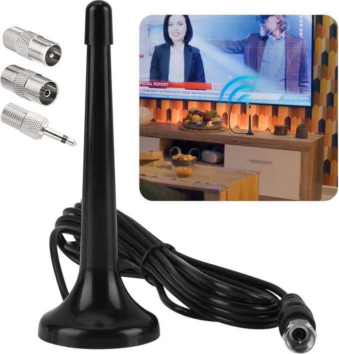 Radio Antenne - DAB FM Ontvanger - Duidelijk Geluid - Magnetische Basis - 3m Kabel - Zwart