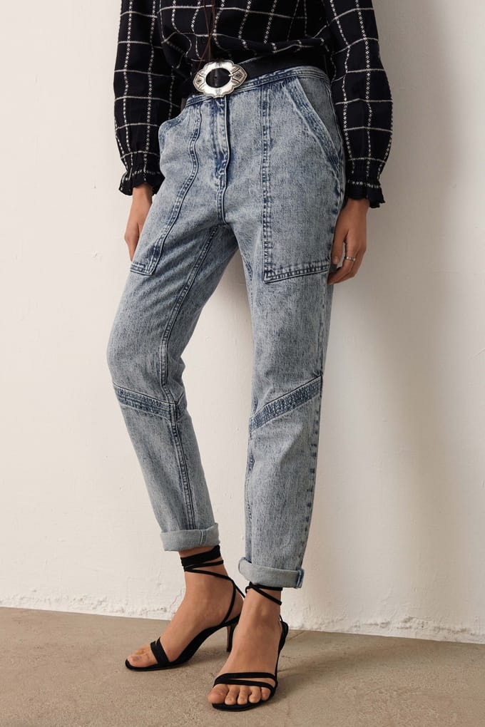BA&SH Pantalon Fame Lightusedblue Maat: S | Broeken Outlet | Dames | Blauw