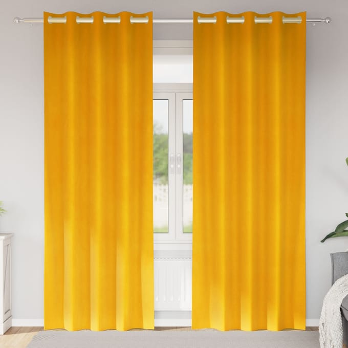 vidaXL - Gordijnen - 2 - st - Mosterdgeel - 140 - x - 260 - cm - fluweel