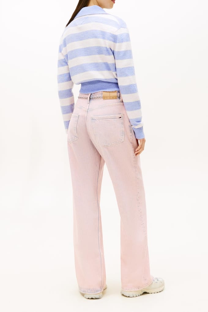 Tommy Hilfiger Fluffy Polo Sweater Periwinkle Dust/multi Stripe Maat: M | Poloshirts Outlet | Dames | Blauw