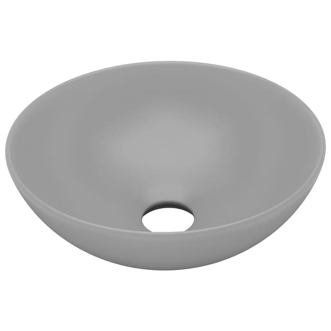 vidaXL - Wastafel - rond - keramiek - lichtgrijs