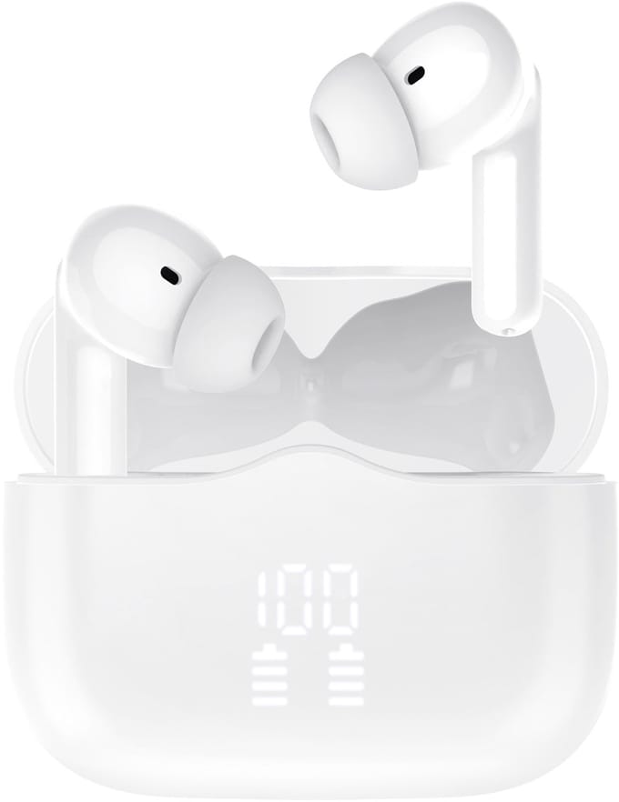 oTronica Draadloze Oordopjes - Active Noise Cancelling (ANC) oortjes - bluetooth - met LED Display - Wit