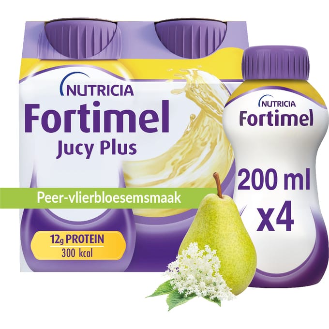 Fortimel Jucy Plus Peer Vlierbloesem 4 X 200ml