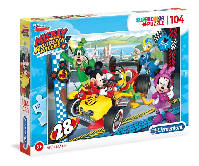 Clementoni, Mickey En De Roadster, Puzzel, Unisex, 5+ jaar, 104 stuks