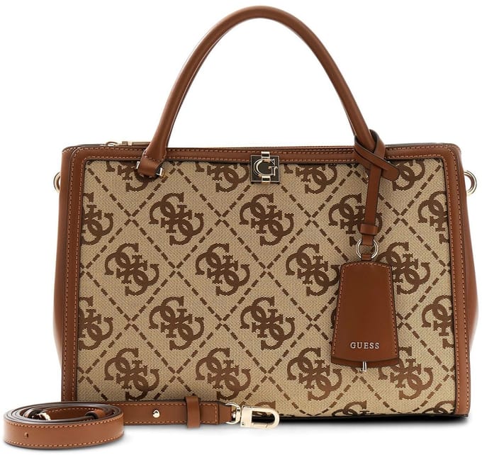 GUESS schoudertas handtas Audrey Logo Girlfriend Satchel Latte Logo bruine