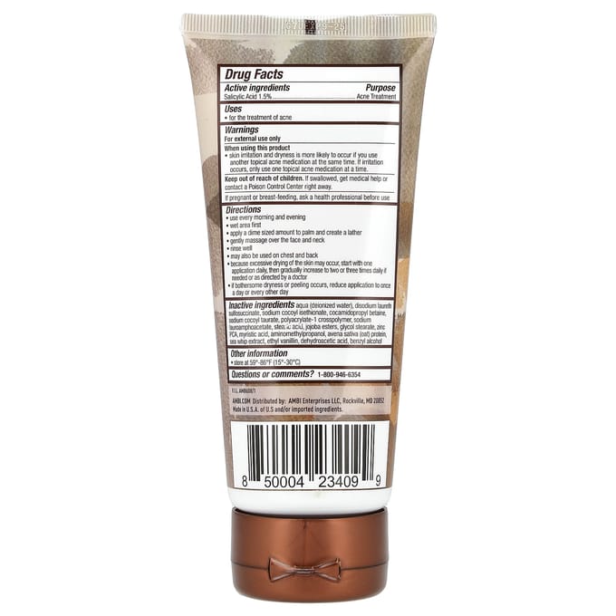 AMBI, Even & Clear®, milde exfoliërende wasbeurt, haver + zeezout, 143 ml (141 gr) gray