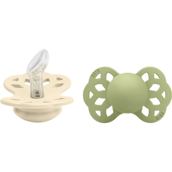 BIBS Infinity 2 Pack Siliconen Anatomical Size 1 Ivoor/Salie 2 st