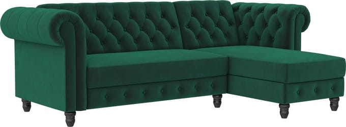 Felix-Slaapbank - Chaise Longue - Groen Velours