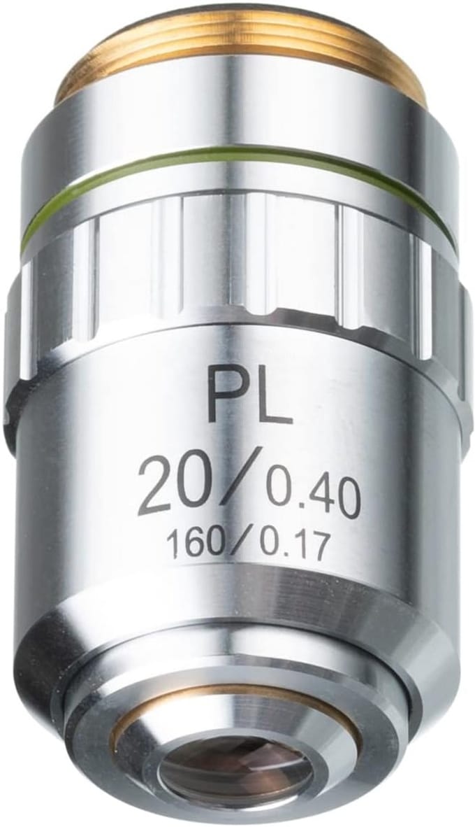 Microscoop Objectief - Planachromatisch Lens - Gedetailleerd Onderzoek - Vlakke Beeldcorrectie - 20x Vergroting - Zwart