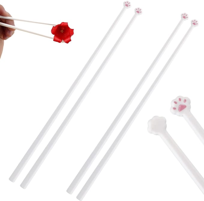 MTTproducts- Eetstokjes 2 Paar - Kattenpoot Eetstokjes - Herbruikbaar - Antislip - Lichtgewicht - Plastic - 25 cm