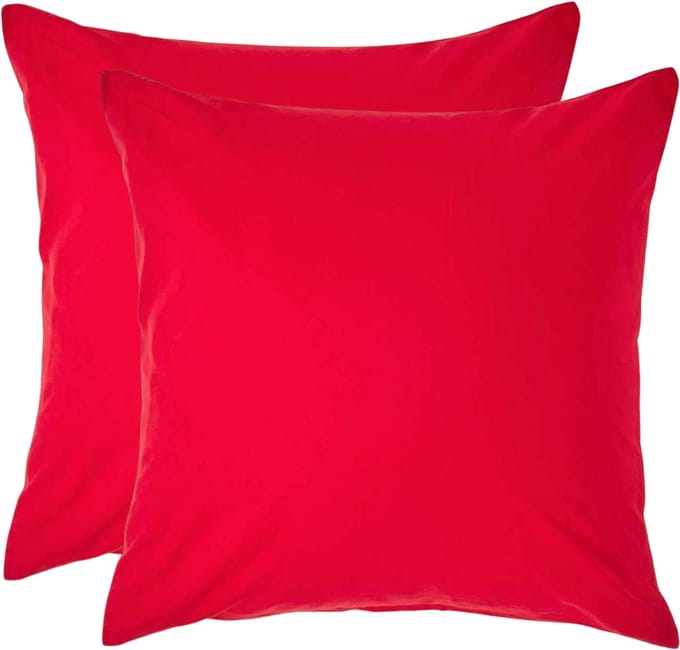 Homescapes Kussensloop 40x40 cm Set van 2 – Rood – 100% Egyptisch Perkal Katoen – 200 TC
