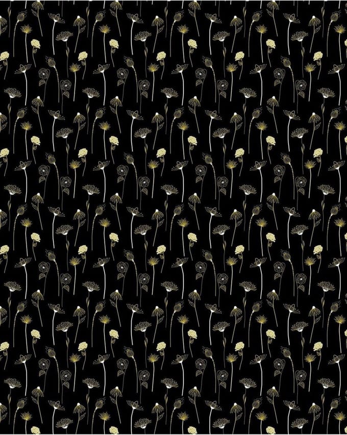 Texture Decopatch papier zwart met goudkleurige bloemen hotfoil