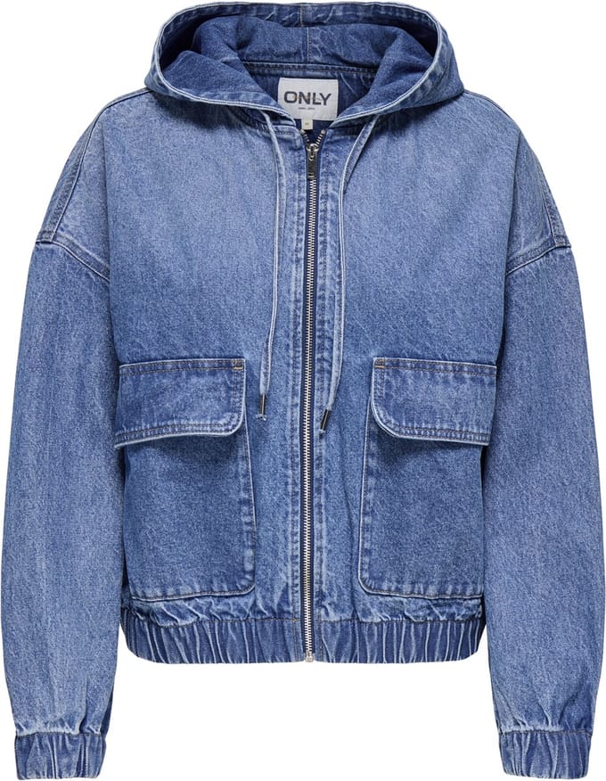 Dames denim jas met capuchon en rits Only Kennedy