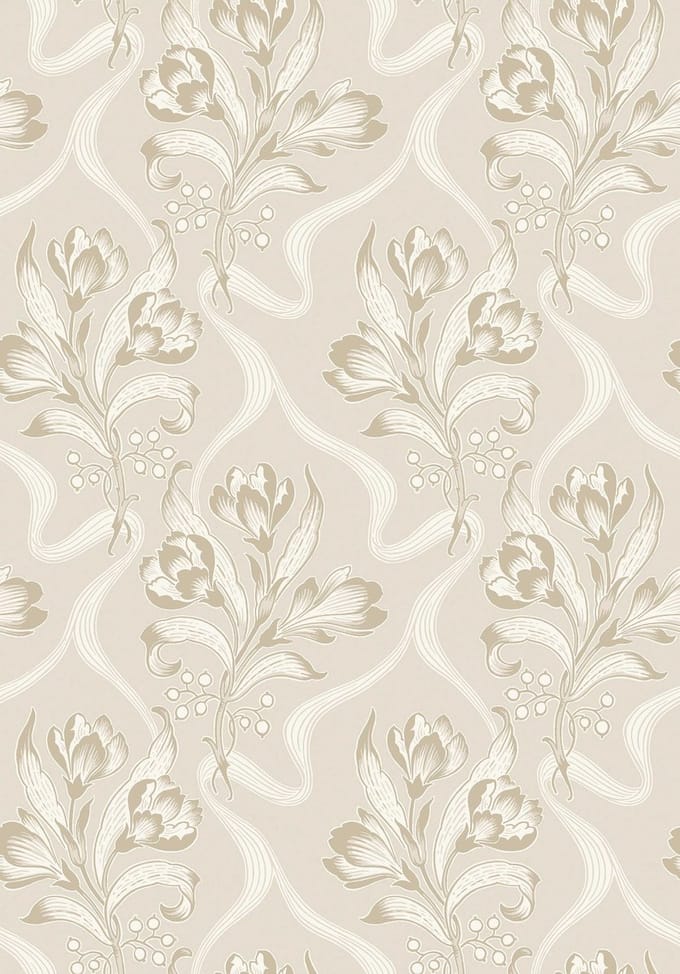 Boråstapeter Vliesbehang 8072 - Anno II - Bloemen Beige - 53cm x 10.05m