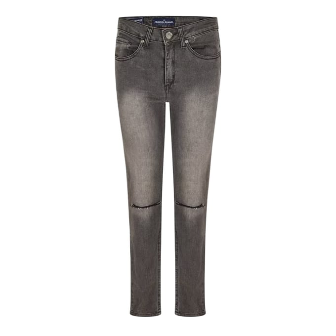 Criminal Damage SOS Ripped Skinny Jeans voor dames (Grijs)