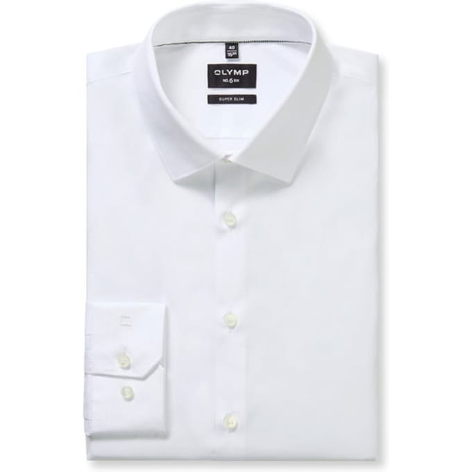 OLYMP No. Six super slim fit overhemd - mouwlengte 7 - wit - Strijkvriendelijk - Boordmaat: 41