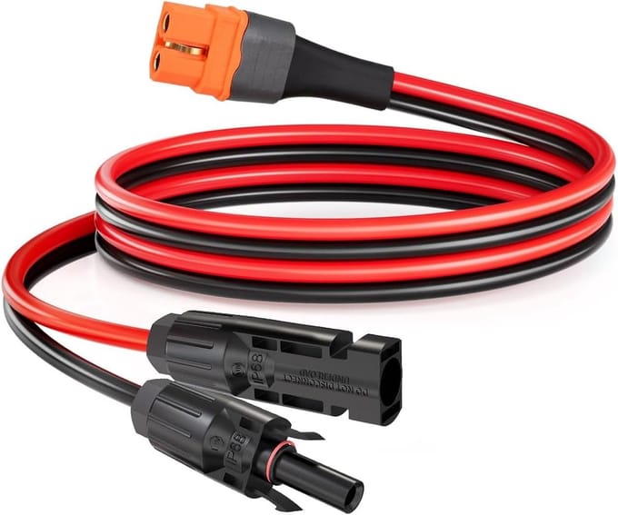 Zonnekabel - Adapterkabel Solar - Energie Opladen - Compatibel met Powerstations - 1 meter - Zwart