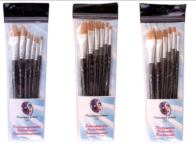 3x Penselen set profigrime/angle/flat