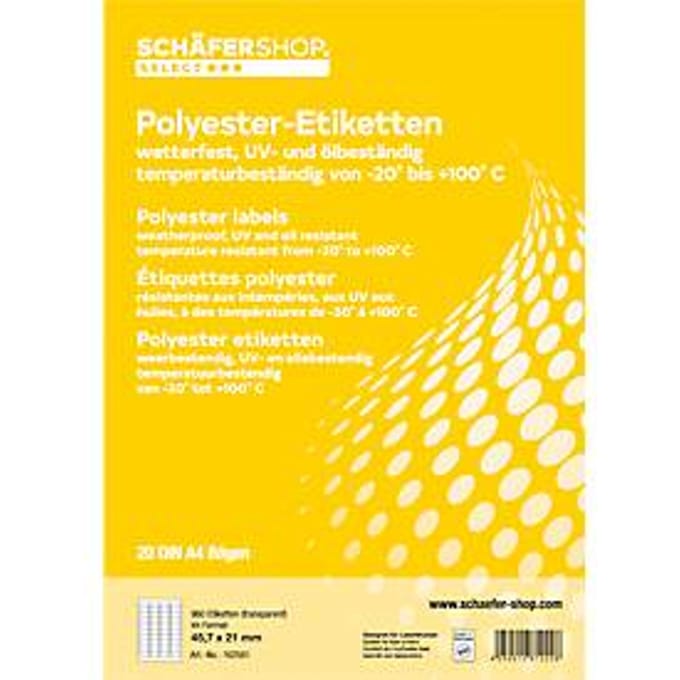 Schäfer Shop Select Weerbestendige etiketten, 45,7 x 21 mm, transparant mat, 20 vellen