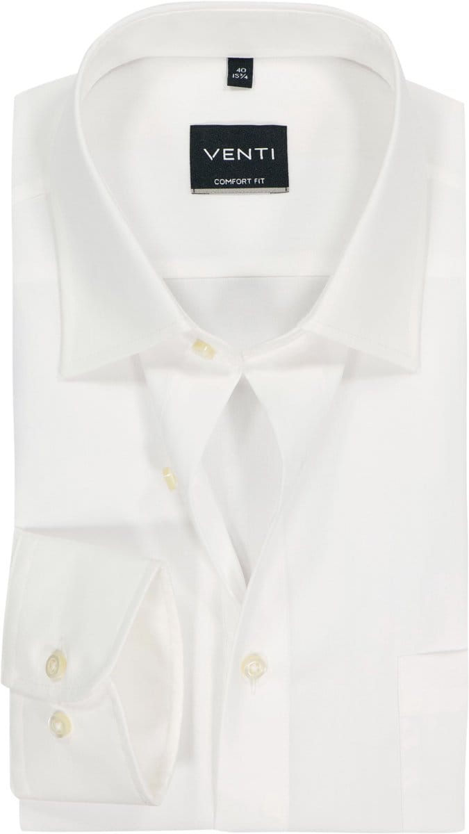 VENTI CASA MODA comfort fit overhemd - structuur - offwhite - Strijkvrij - Boordmaat: 42
