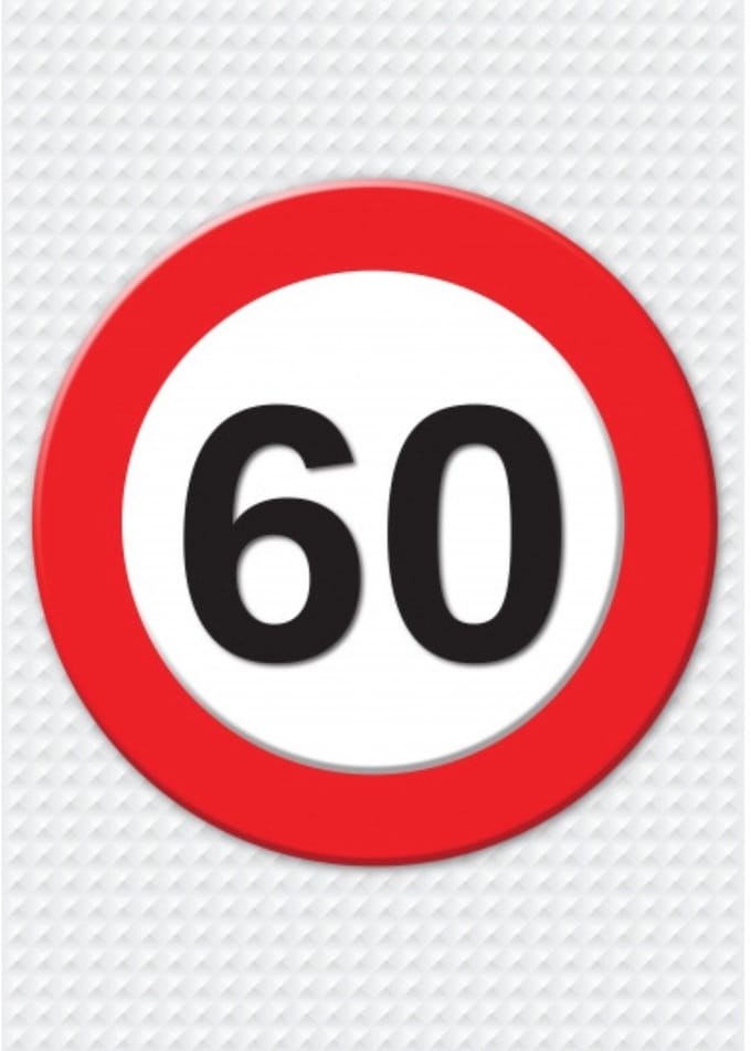 Bellatio Decorations Verjaardag deurposter - 60 jaar - stopbord - 59 x 84 cm - leeftijd feestartikelen