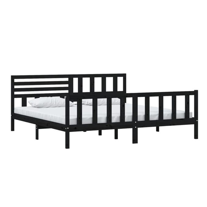 vidaXL - Bedframe - massief - hout - zwart - 200x200 - cm