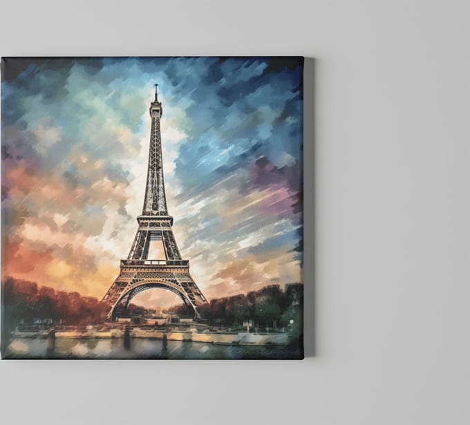 Canvas Schilderij - Eiffeltoren - Parijs - Abstract - 60x60x2 cm