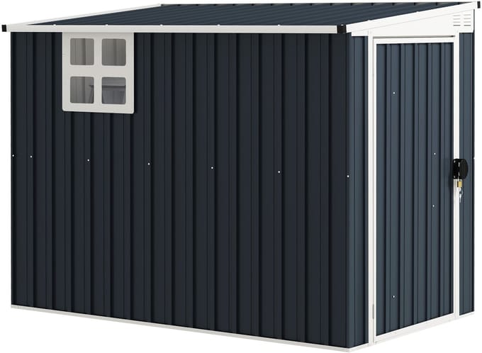 Outsunny Garden Storage Shed Stahl 128L x 231B x 181H cm Dunkelgrau