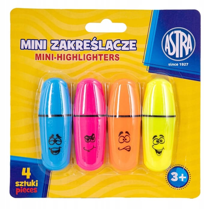 Astra Mini Markeerstiften Set - 4 Kleuren