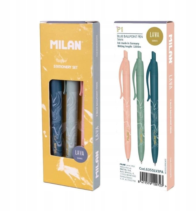 Milan P1 Lava Set: 3 Blauwe Gelpennen met Vulkanisch Design