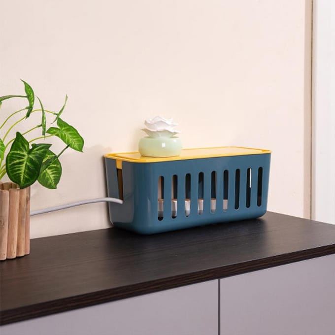 Boîte de Rangement pour Multiprise Dissipation Thermique Creuse Simple 6 Trous de Charge Rangement Câble pour vert