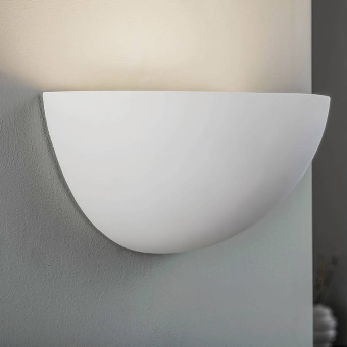 Lindby - Wandlamp - 1licht - Gips, metaal - H: 13 cm - E14 - wit