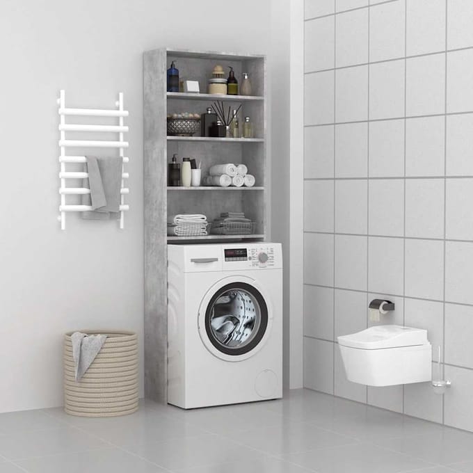 vidaXL - Wasmachinekast - 64x24x190 - cm - betongrijs